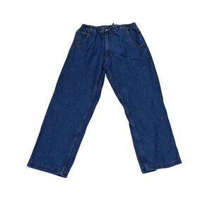 Casual Joe Mens Relaxed Fit Elastic Waist Blue Denim Jeans Size 34/S 100% Cotton